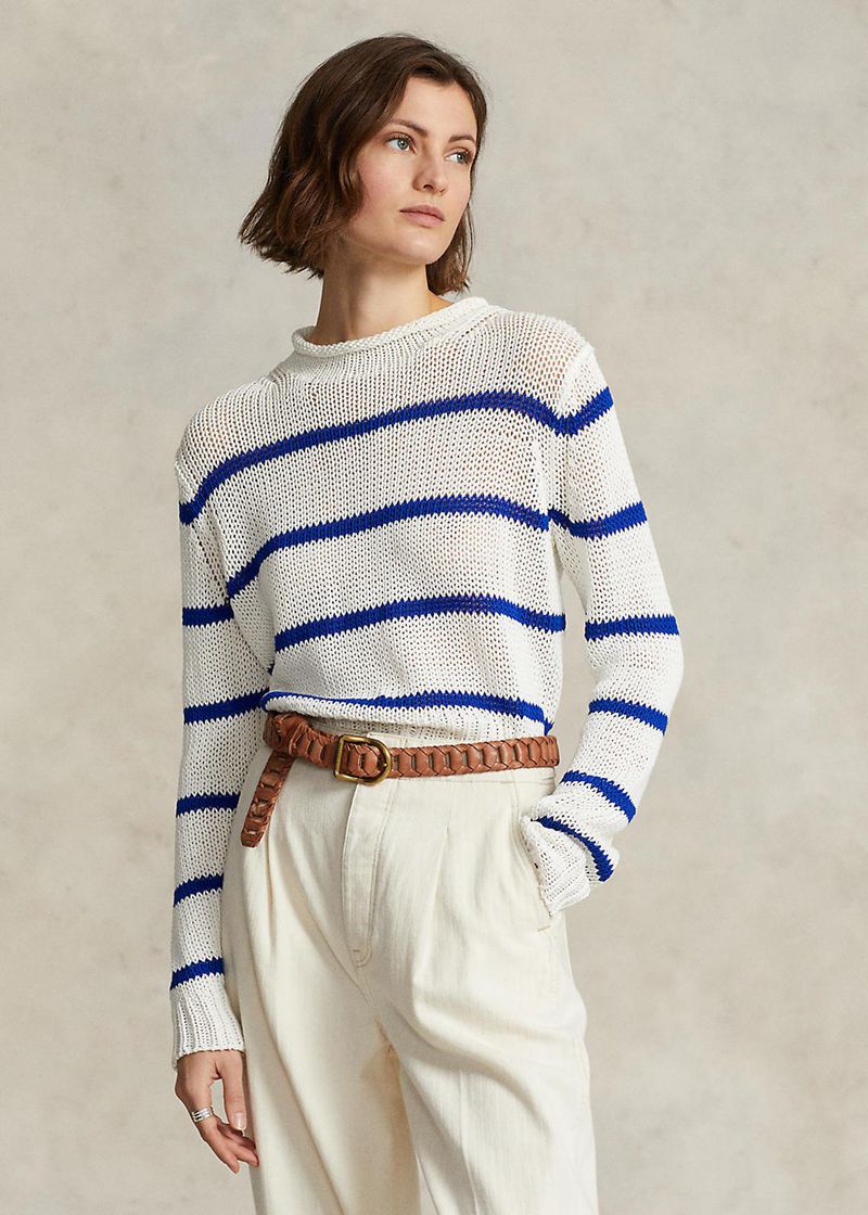 Sueter Polo Ralph Lauren Mujer Striped Cotton Turtle Neck Jumper Chile Blancas CNLVG-3401